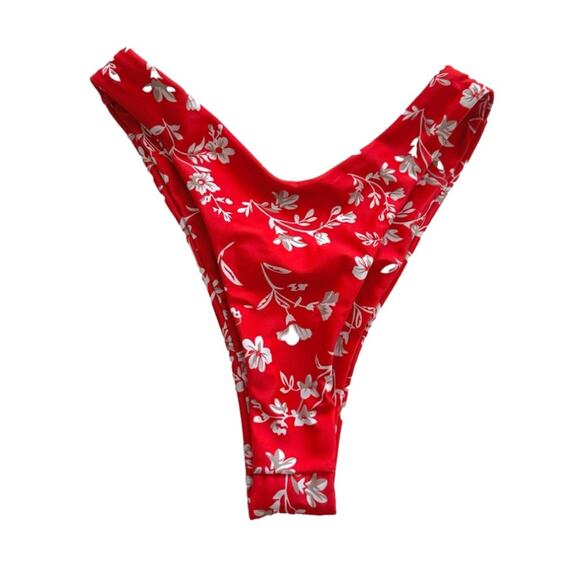 Zaful Bikini Set Red White Floral Knot Cheeky Two Piece Swim Bikini Size 4 NEW - Picture 6 of 11